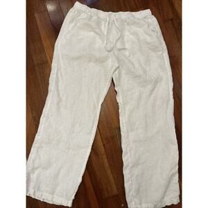 Tommy Bahama XL White Two Palms Linen Long Pants Drawstring Wide Leg Beach